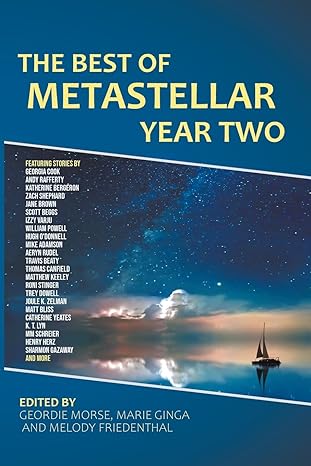 Book cover, a sailing boat floats on a misty lake, beneath a starry night sky.